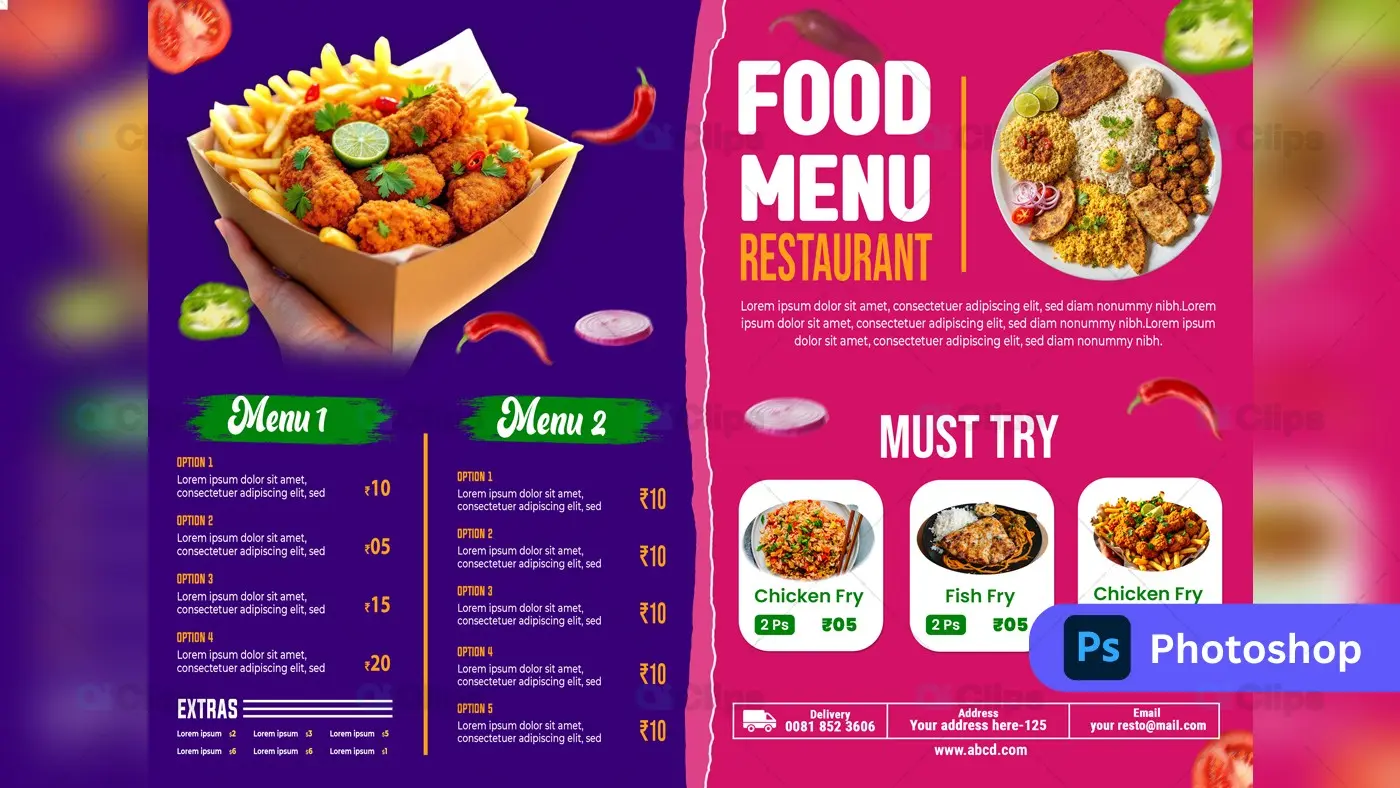Vibrant Food Menu PSD Template