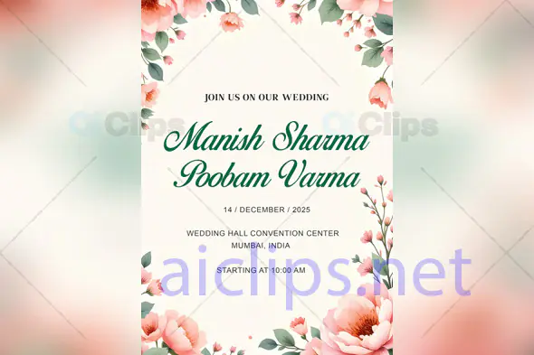 Floral Wedding Invitation  Template