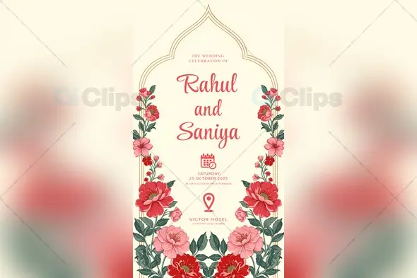 Elegant beautiful Wedding Invitation PSD Template
