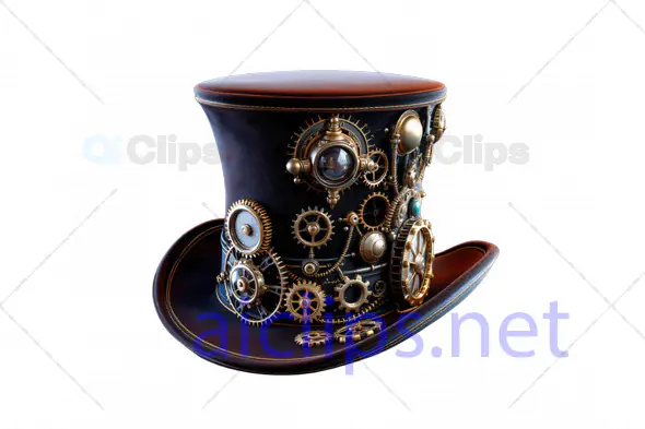 Steampunk Top Hat 3D Model with Gears and Gadgets