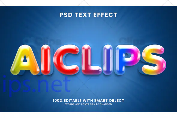 Multicolor Glossy Text Effect PSD