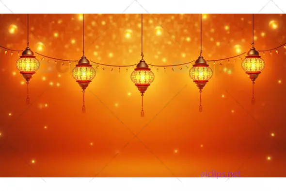 Festive Hanging Lanterns with Warm Glowing Lights