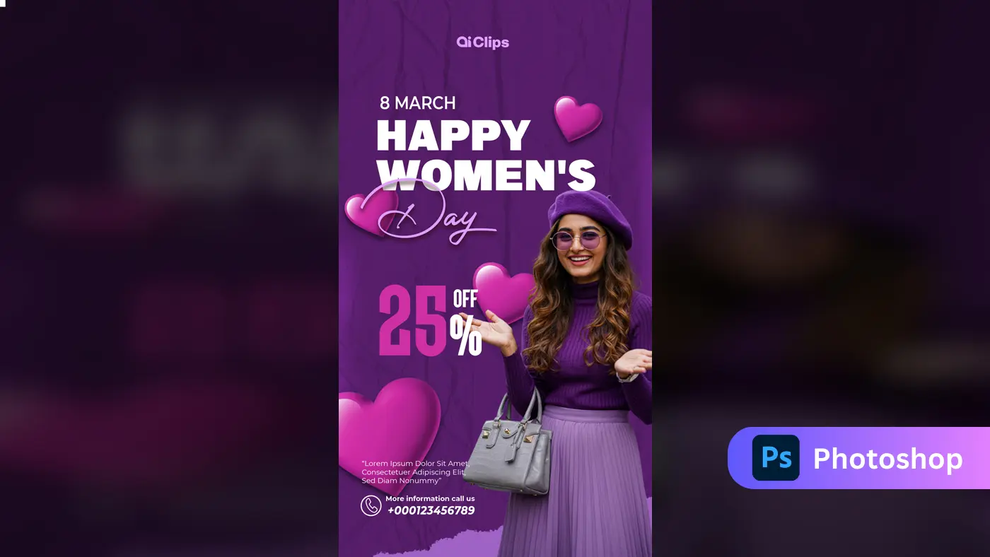 Vibrant Women's Day Photoshop Template for Promotions