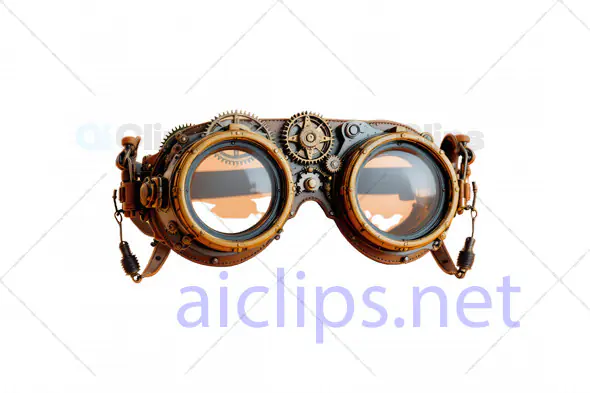 Detailed Steampunk Goggles 3D Model with Brass Accents