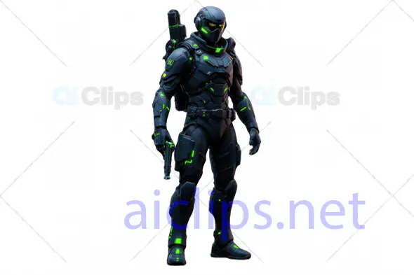 Futuristic Combat Soldier with Neon Green Detailing