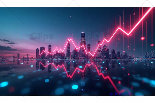City Skyline with Rising Graph – Financial Growth and Data Visualization