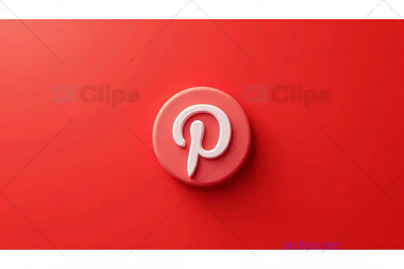 3D Pinterest Logo on Vibrant Red Background