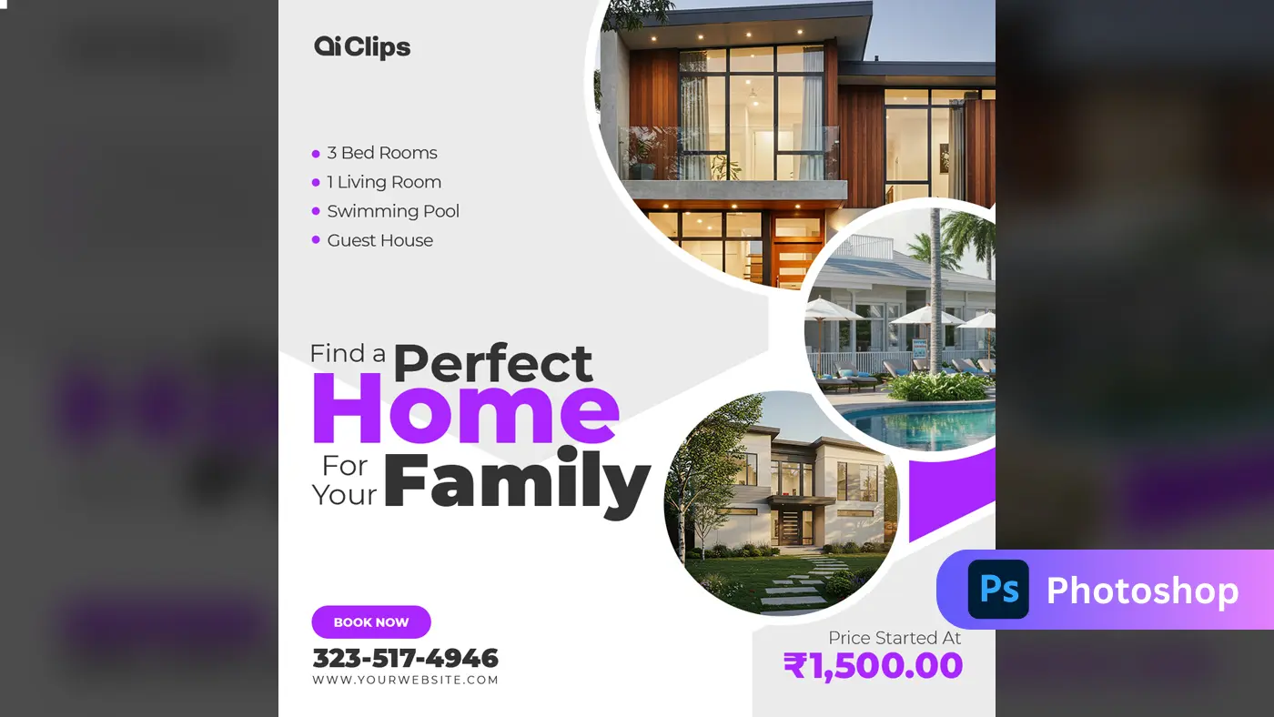 Stunning Modern Home Photoshop Template for Creatives