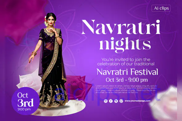 Navratri Nights Celebration Invitation PSD Template