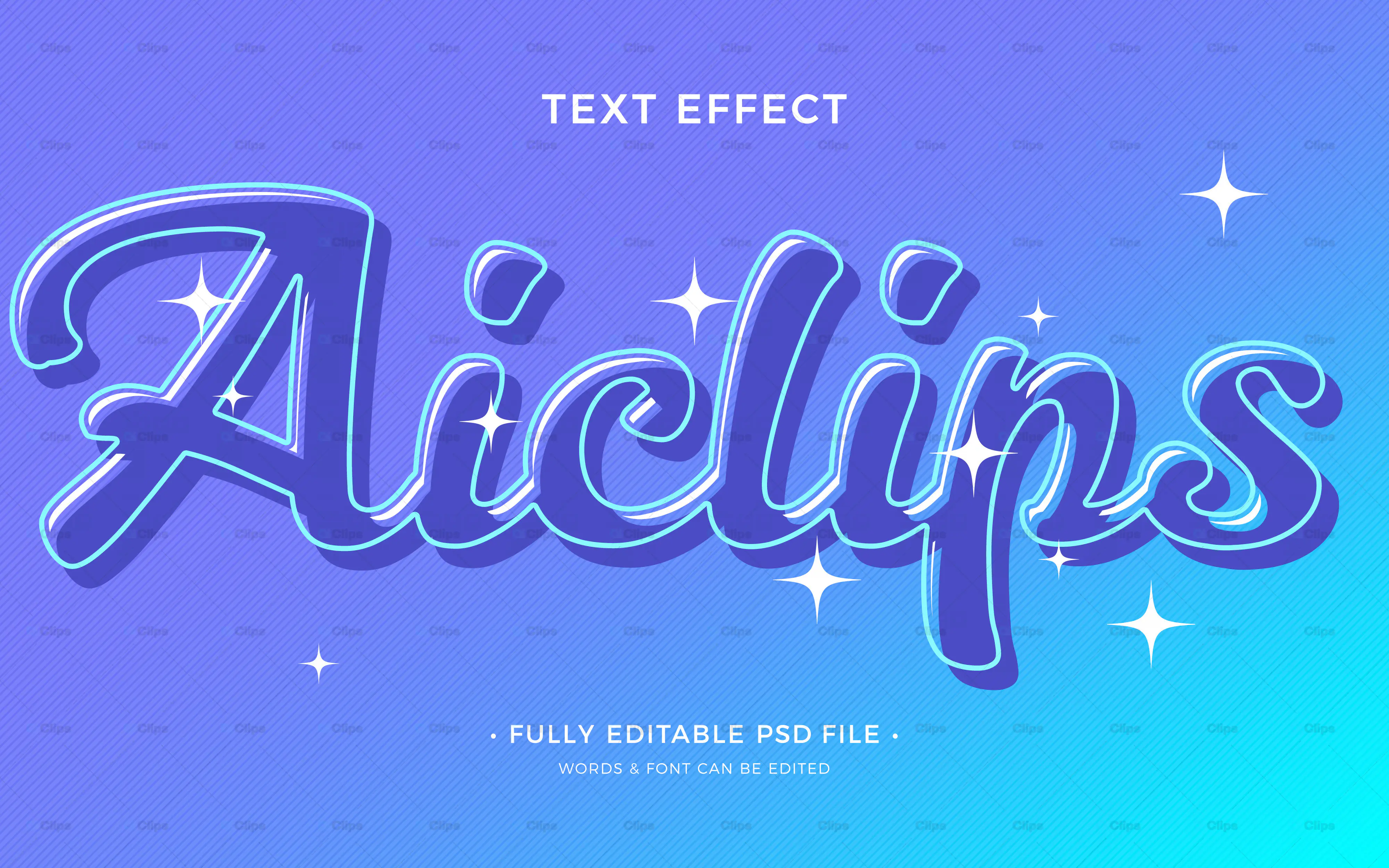 Sparkling Blue Text Effect PSD