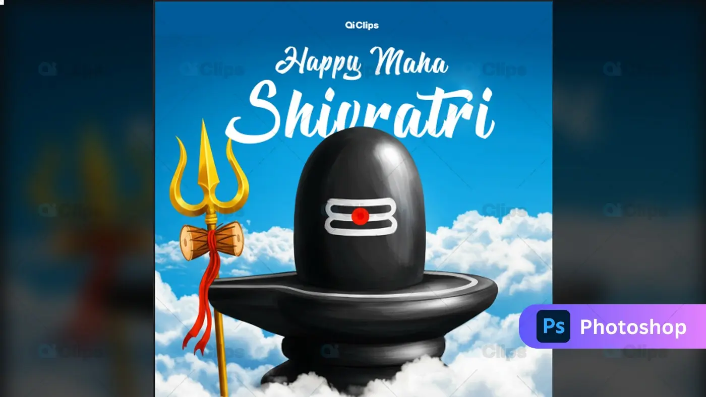 Maha Shivaratri Sacred Shivling Template with Trishul