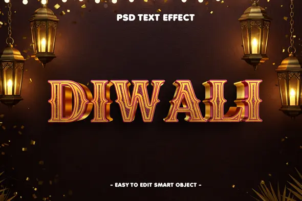 Elegant Diwali Title Text PSD Template