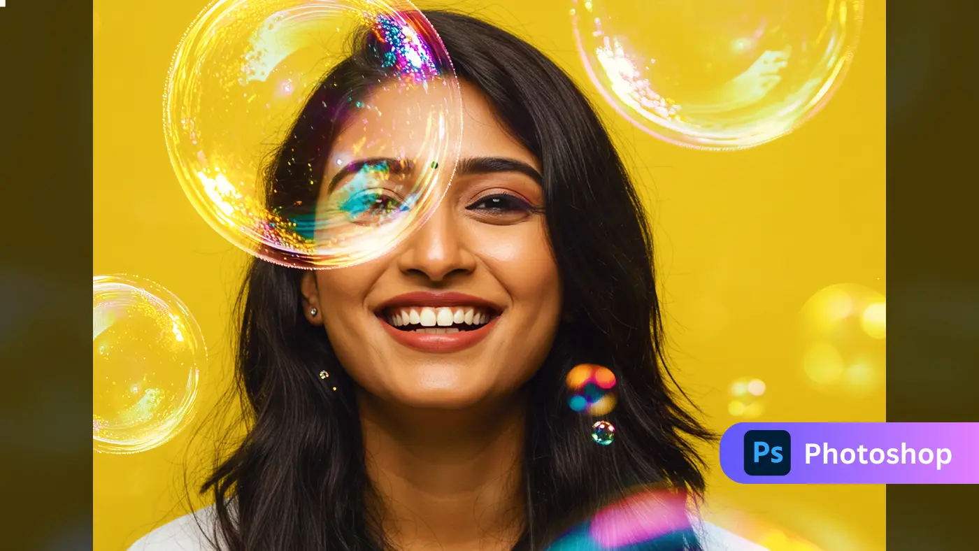 Bubble Overlay Portrait Effect Playful & Vibrant Photo Editing