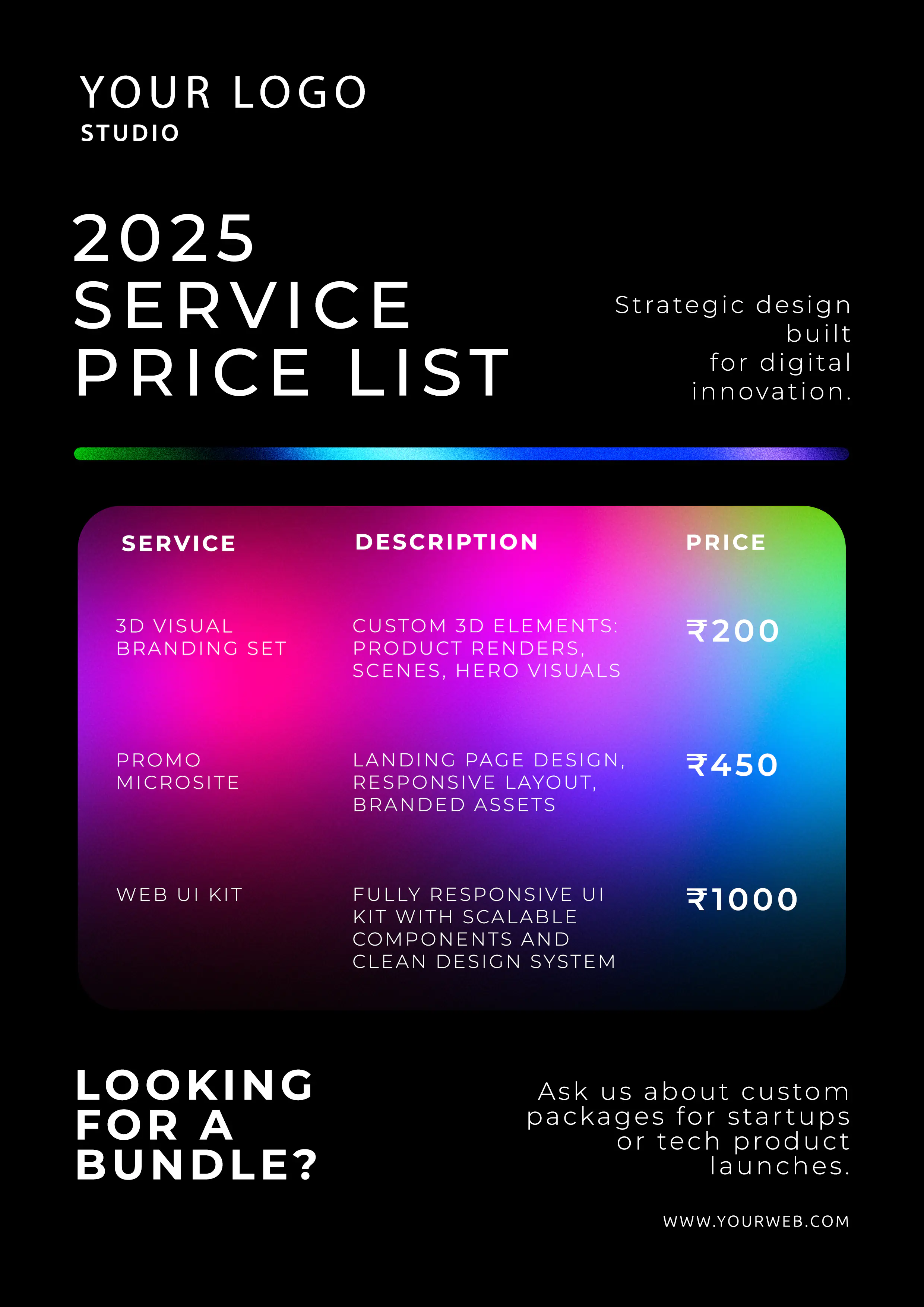 Futuristic Design Studio Price List Template