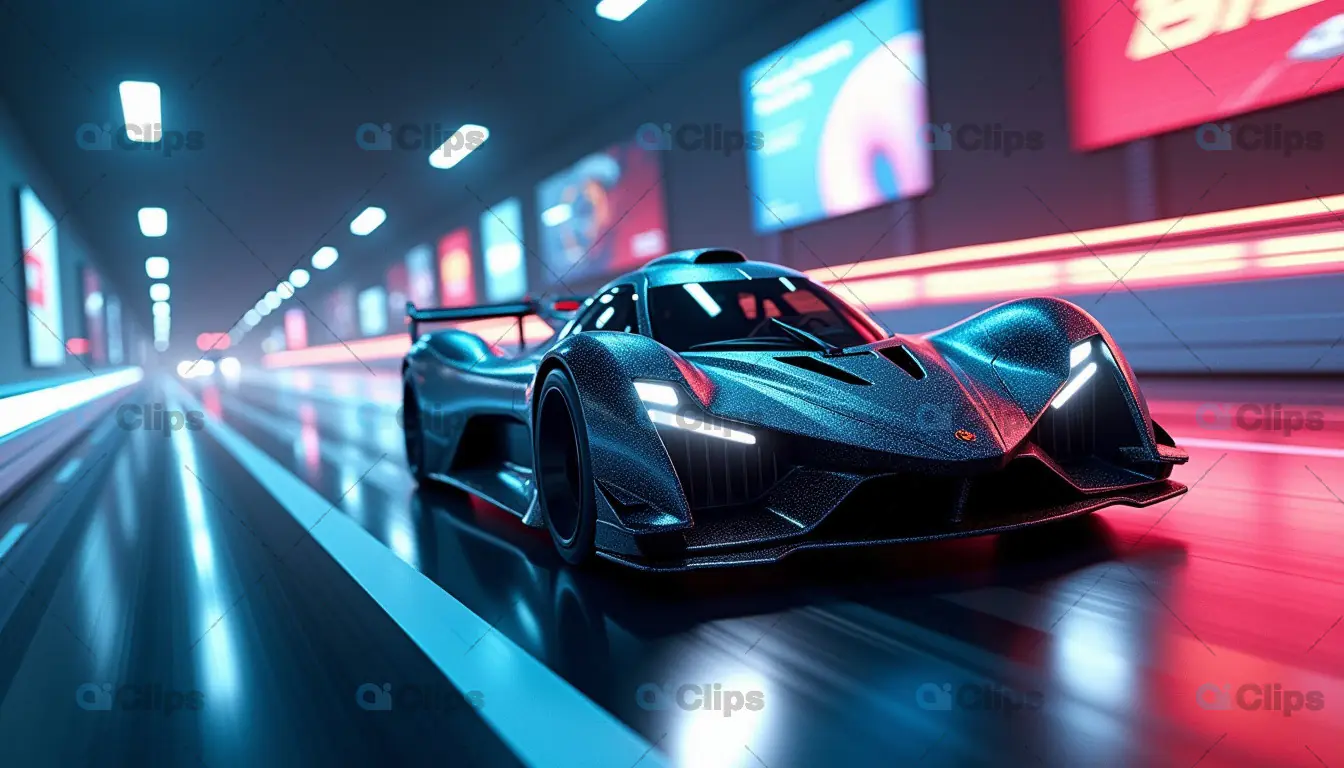 High-Speed Futuristic Hypercar on Neon Highway