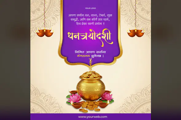 Elegant Dhantrayodashi Greeting Template