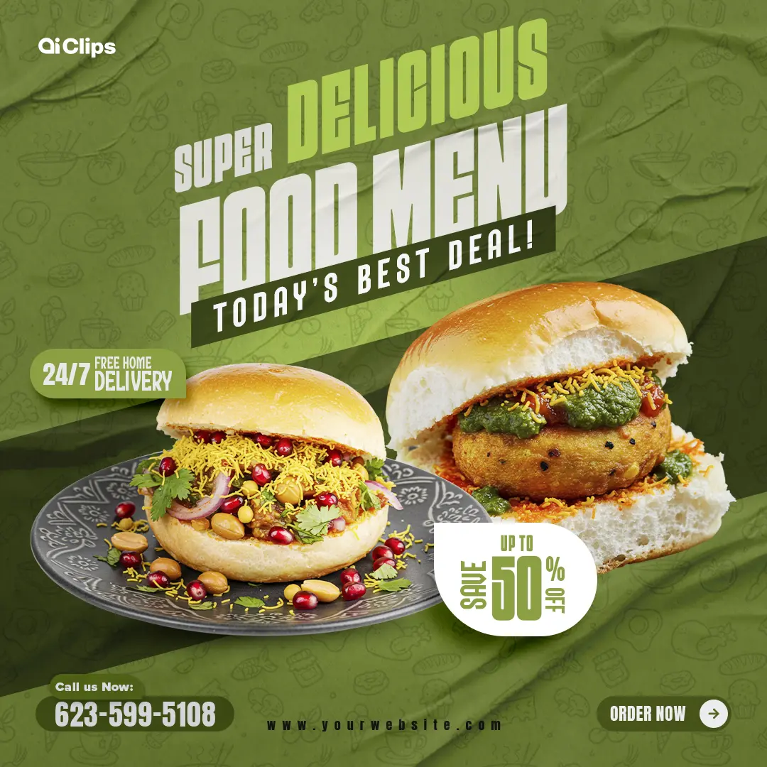 Delicious Food Menu Photoshop Template for Promotions