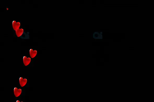 Vertical Red Hearts Overlay on Black Background