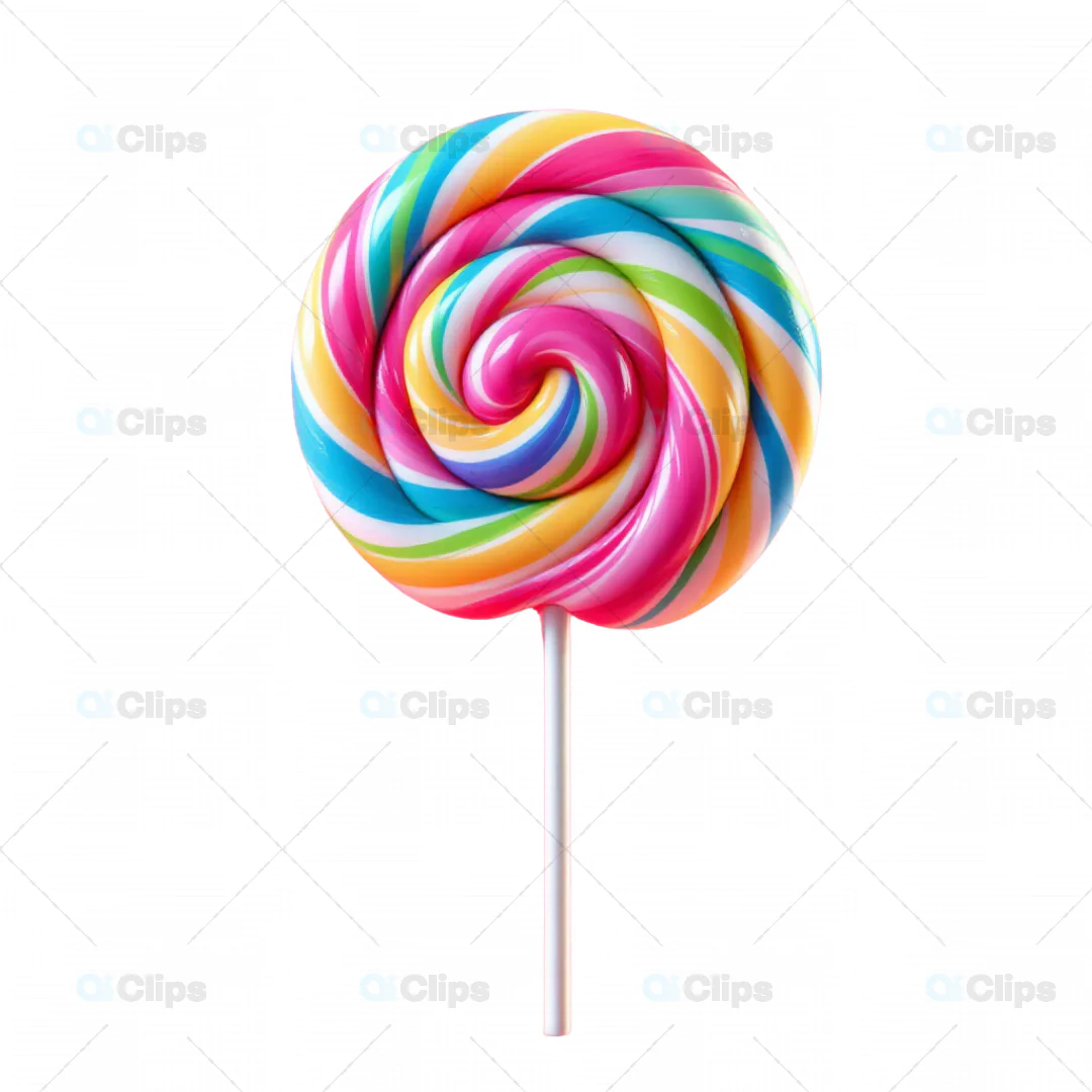 Colorful Swirled Lollipop 3D Model