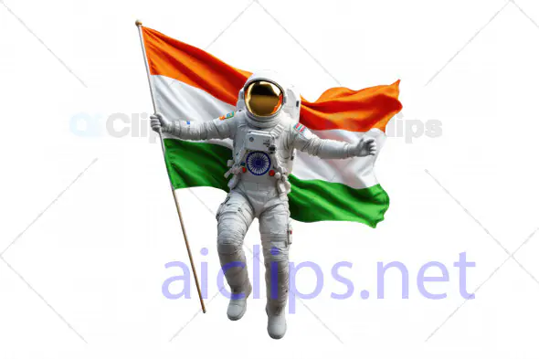 Indian Astronaut Holding National Flag 3D Model