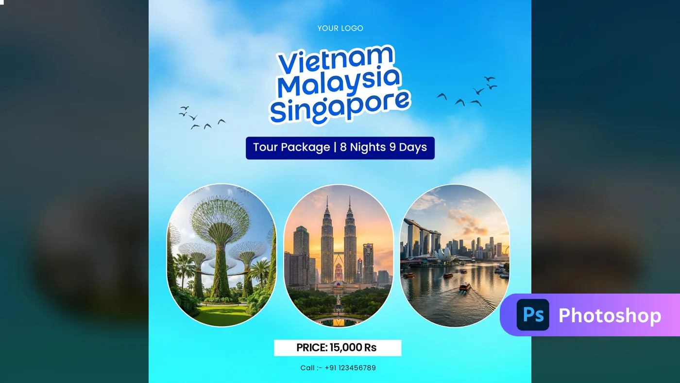 Southeast Asia Tour Package Social Media Template