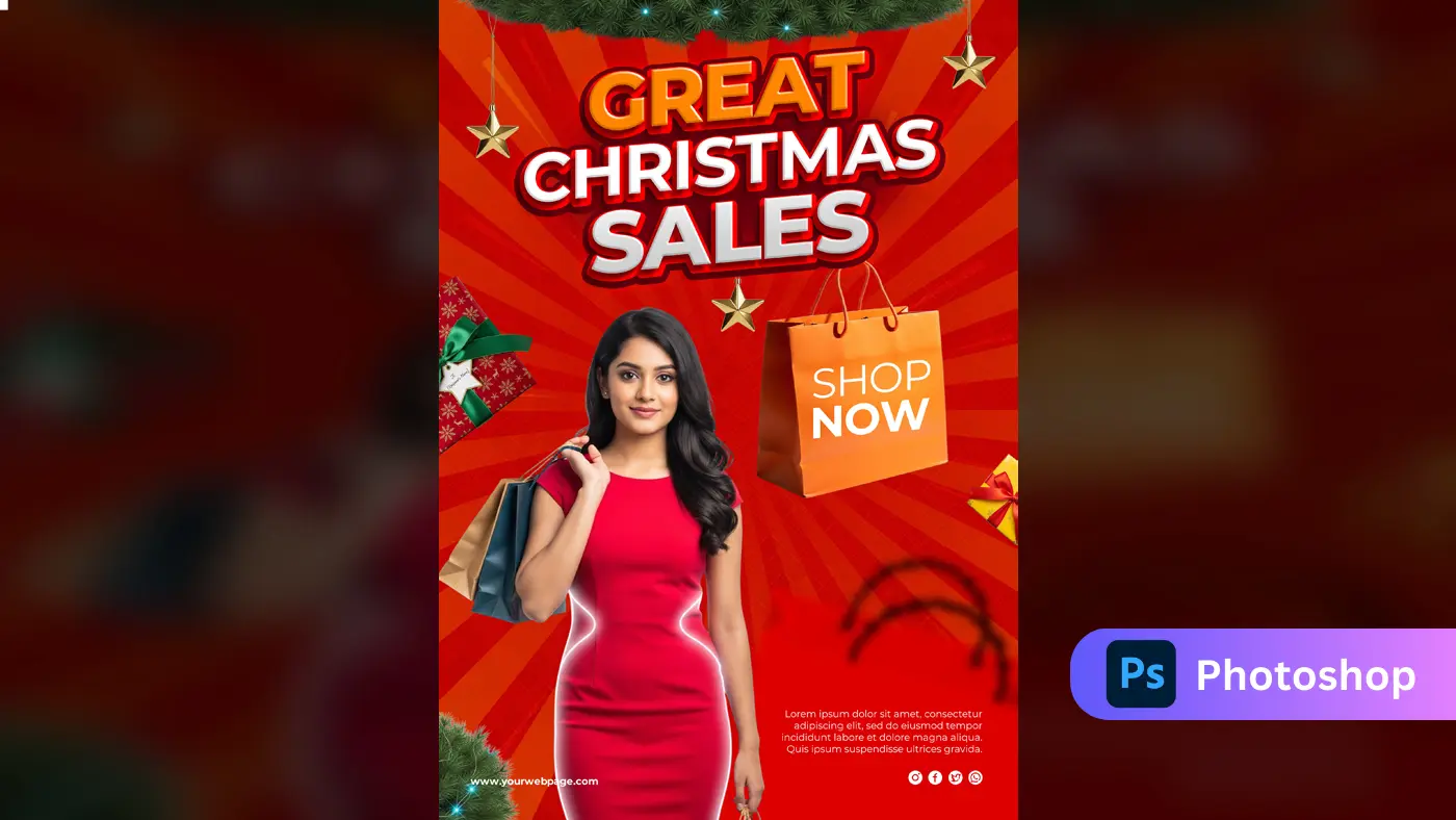 Vibrant Christmas Shopping Promotion Template