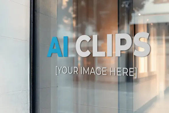 Glass Door Signage Mockup Realistic Office Reflection Effect