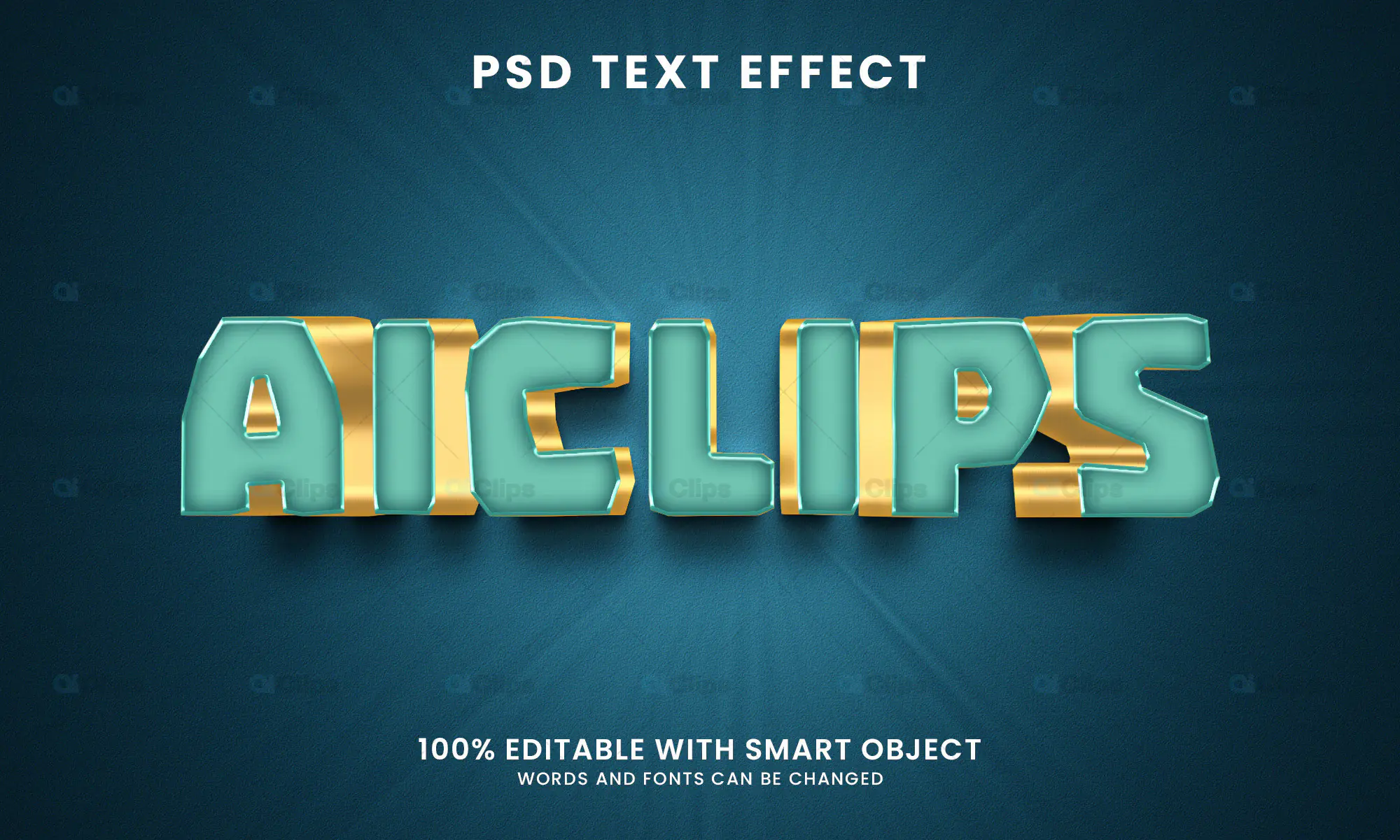 Aqua Gold 3D Text Effect PSD