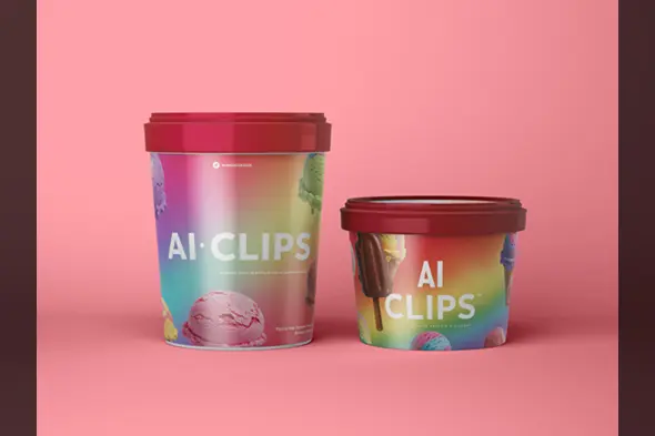 Ice Cream Tub Mockup  Rainbow Design