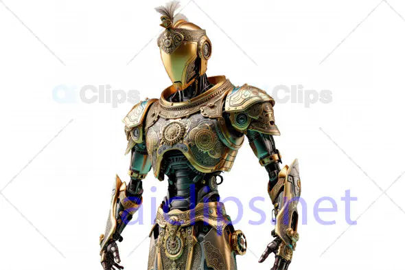 Ornate 3D Cybernetic Knight Armor with Intricate Detailing