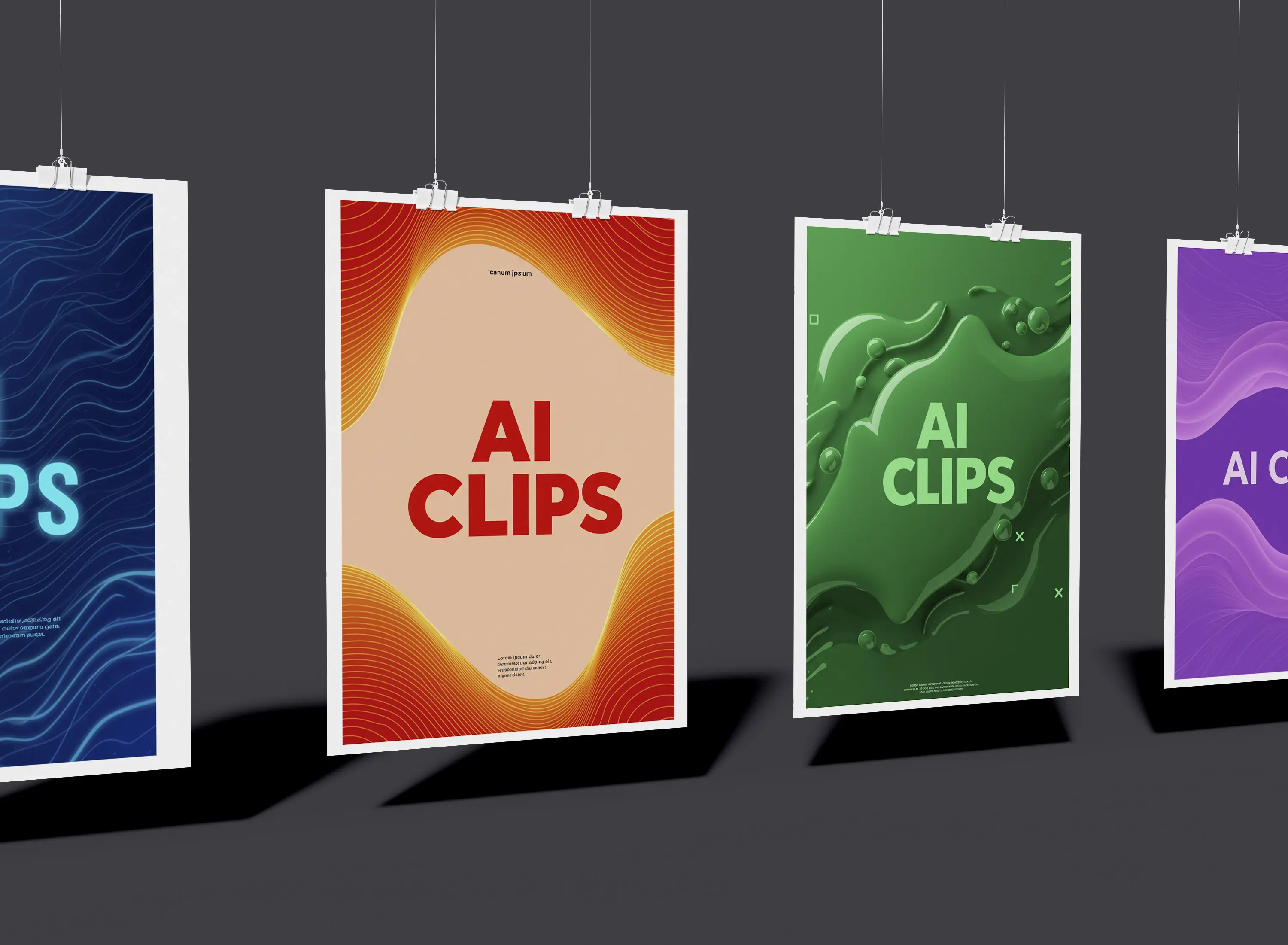 Hanging Posters Mockup