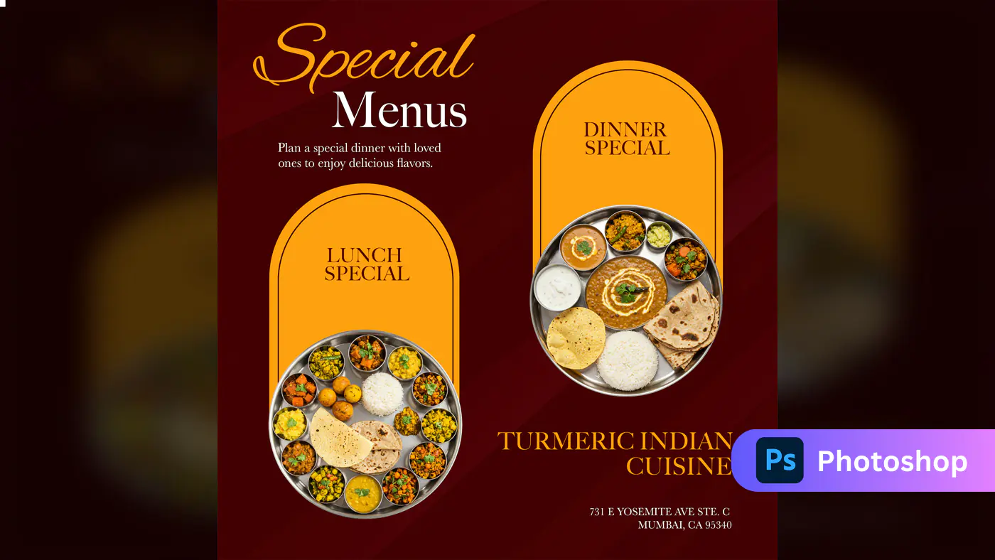 Indian Restaurant Special Menus Template