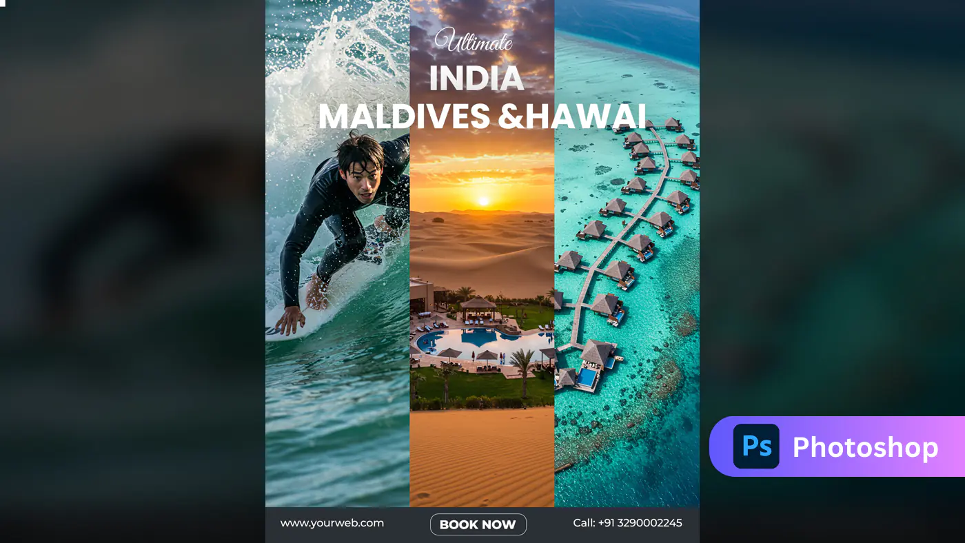 Exotic Tri-Destination Travel Ad Template