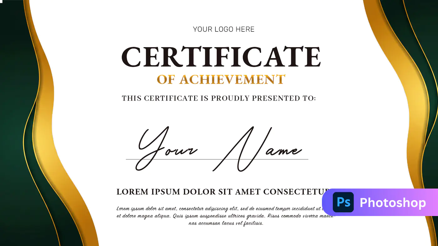 Elegant Green and Gold Achievement Certificate