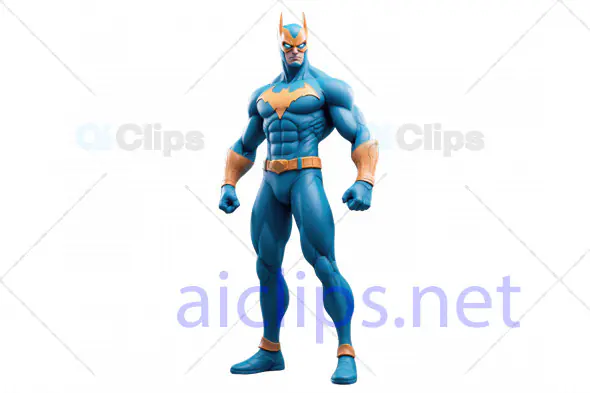Classic 3D Superhero Character Model in Blue and Gold Suit