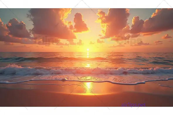 Golden Sunset Beach Scene