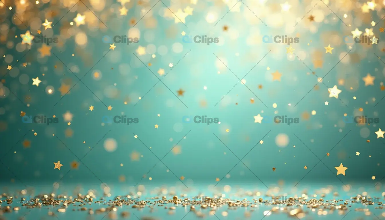 Golden Star Confetti on Blue Background