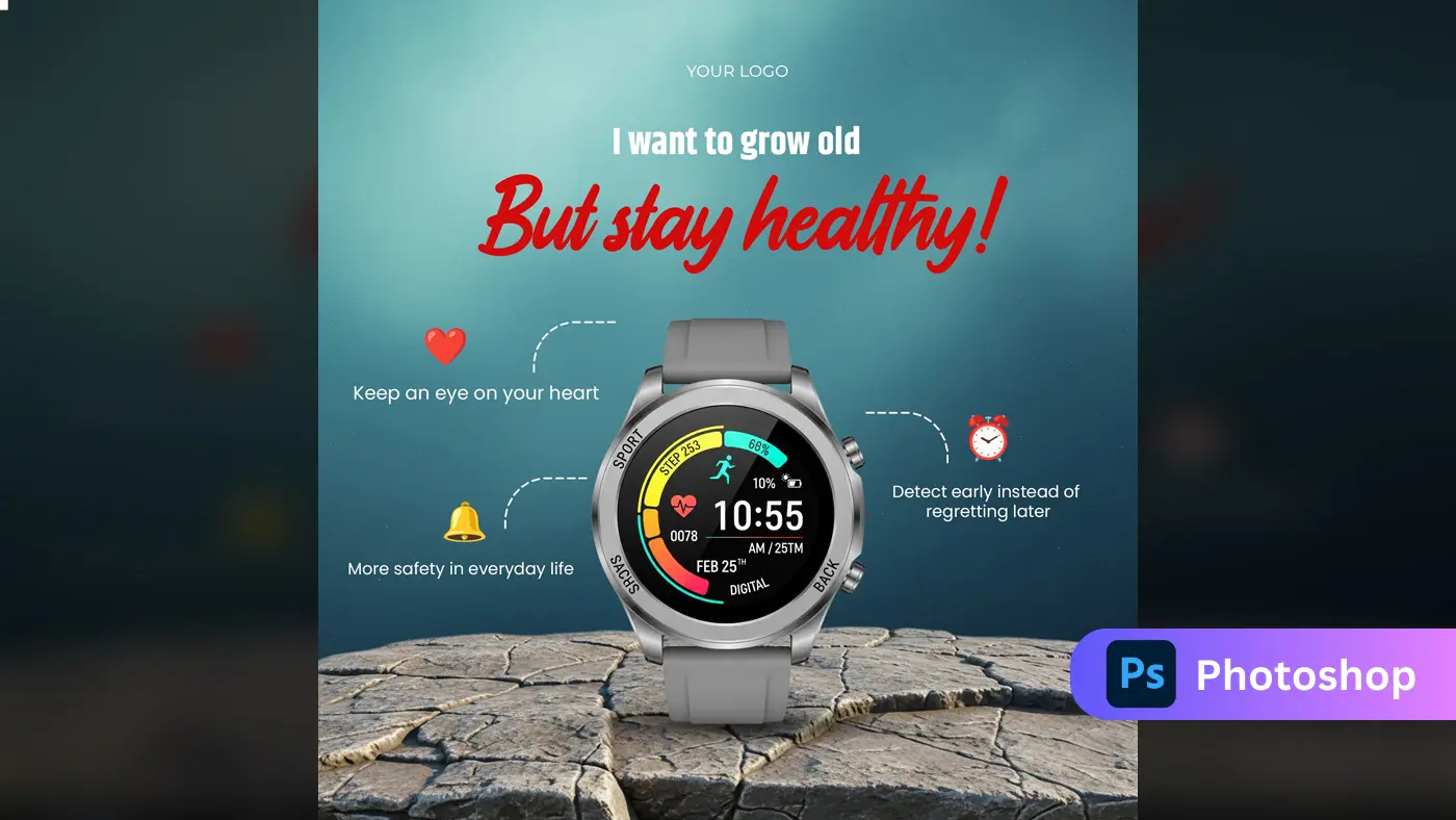 Health Monitoring Smartwatch Ad Template