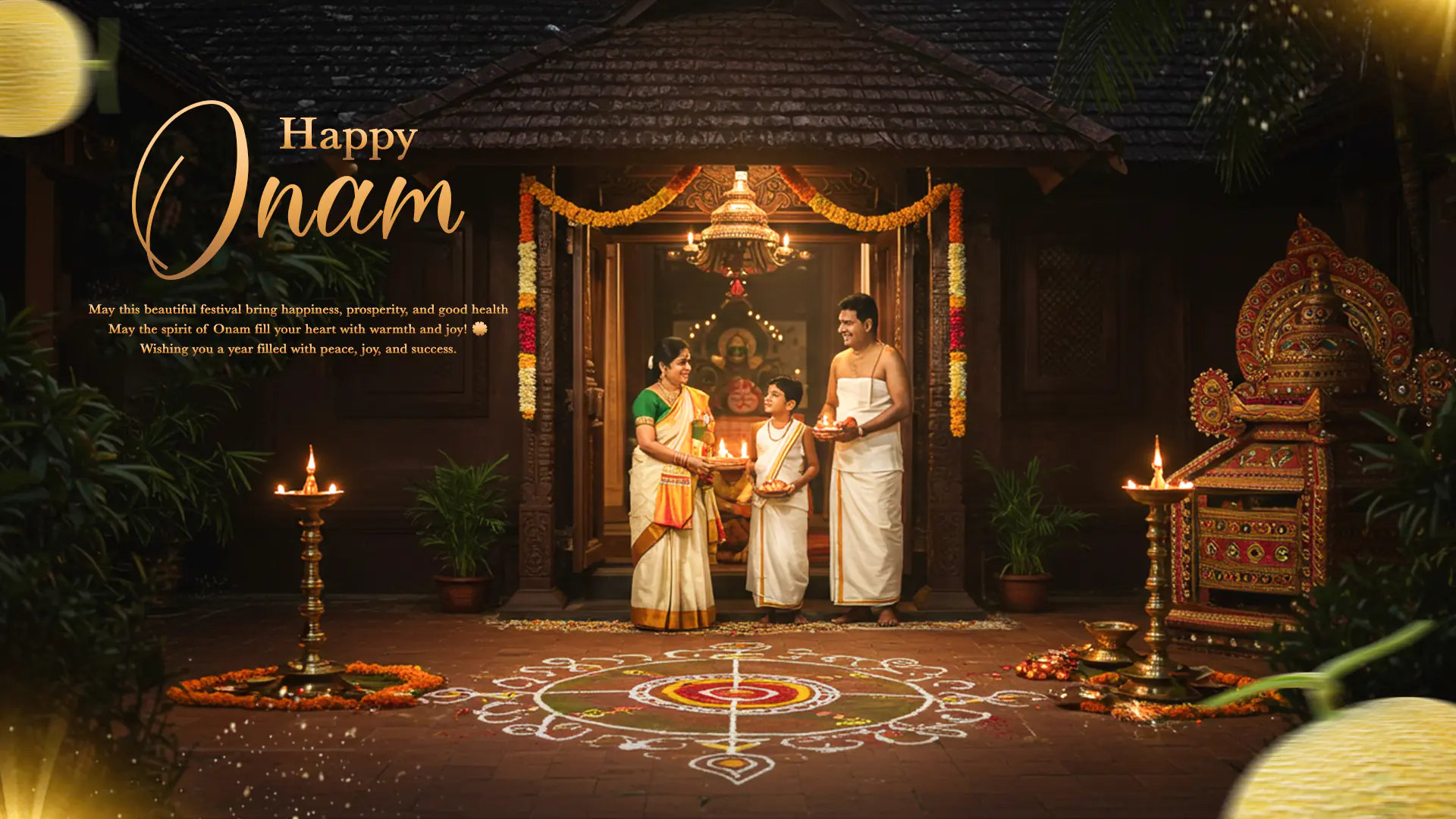 Happy Onam Festival template Traditional Kerala Onam Rituals