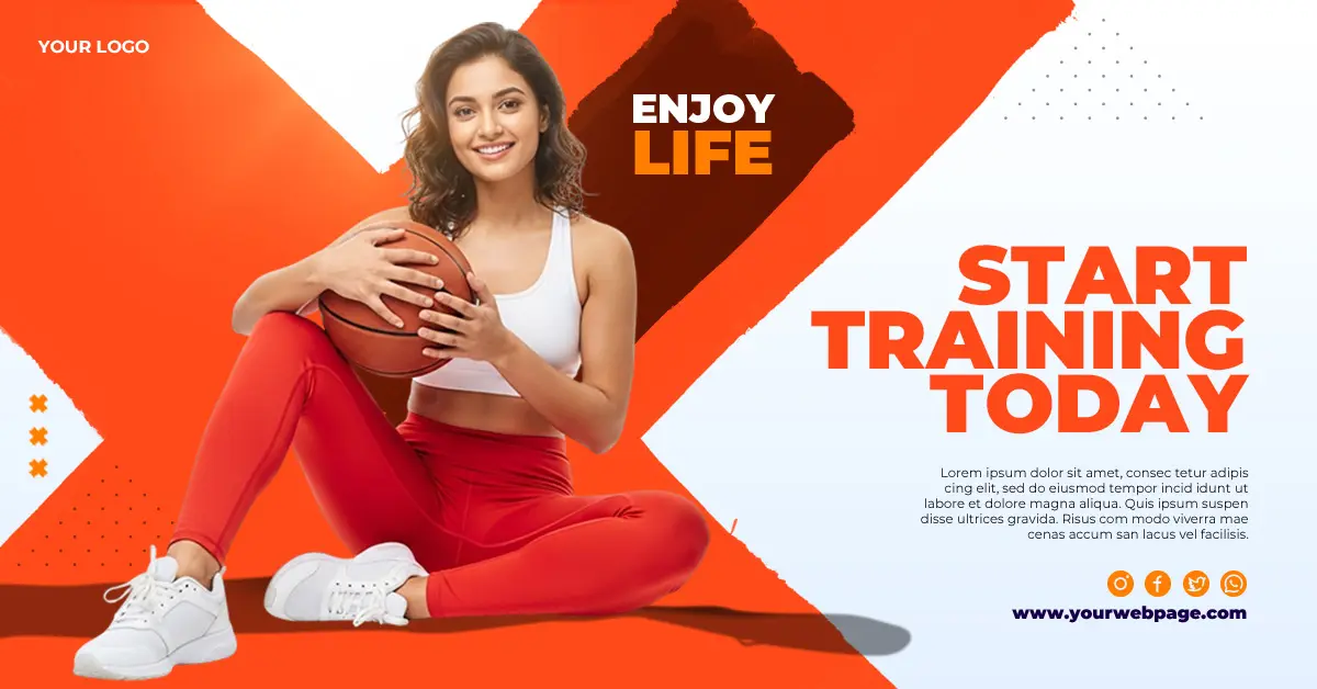 Orange Basketball Fitness Promotional Banner Template