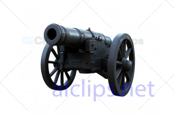 Antique Cannon 3D Model with Wooden Carriage