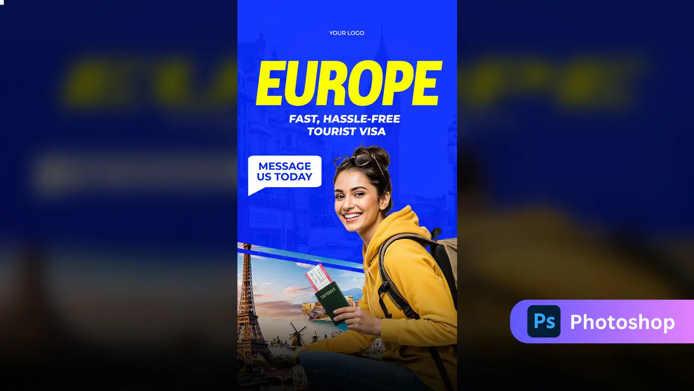 Europe Travel Visa Social Media Template