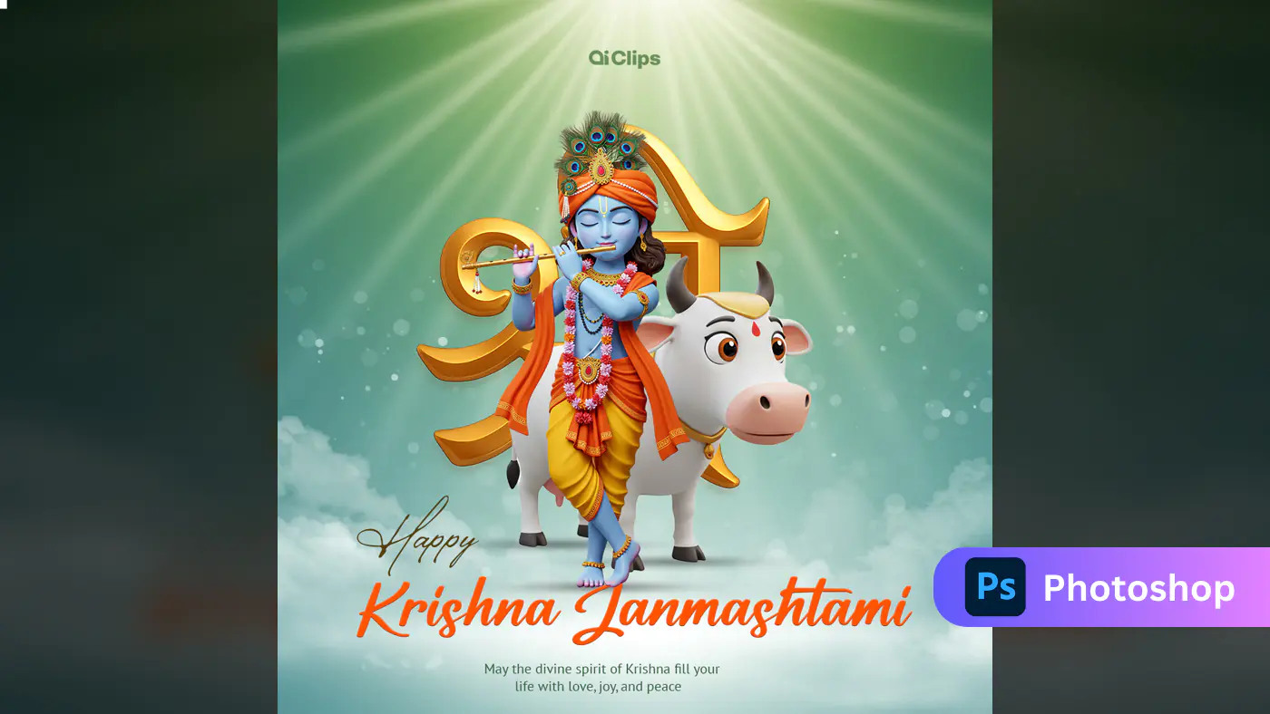 Enhanced Krishna Janmashtami Celebration Artwork