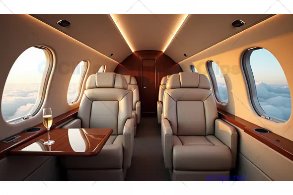 Luxurious Private Jet Interior with Plush Leather Seats