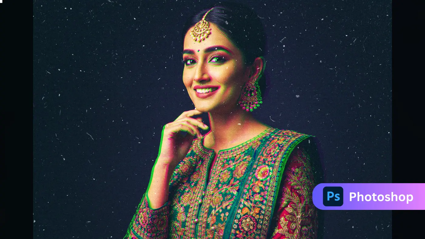 Royal Glitch Vintage Effect Woman Portrait