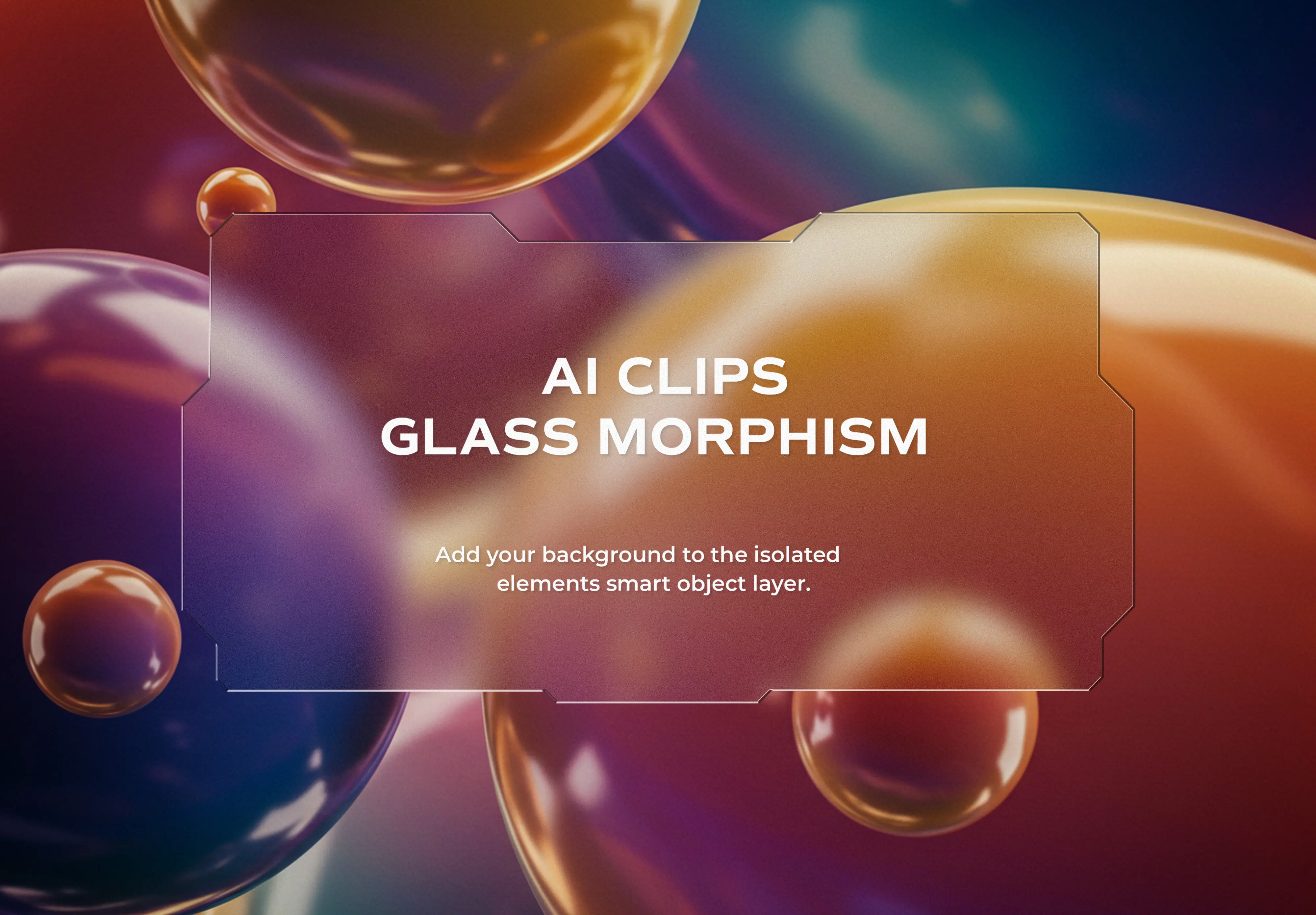 Glass Morphism Mockup with Floating Gradient Bubbles