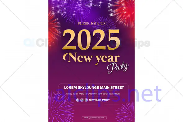 2025 New Year Party Flyer PSD