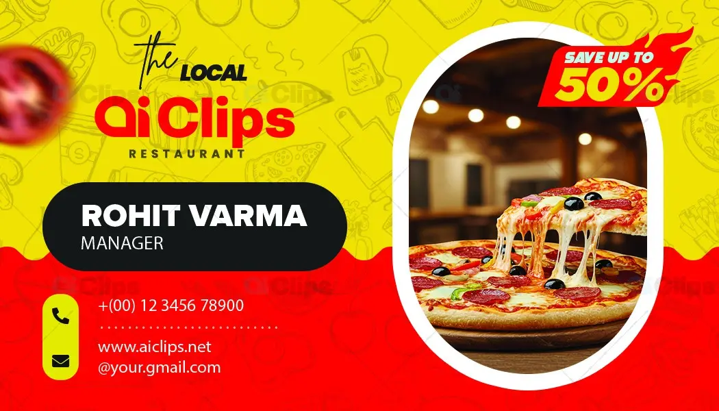 Elegant Restaurant Business Card Photoshop PSD Template | AIClips