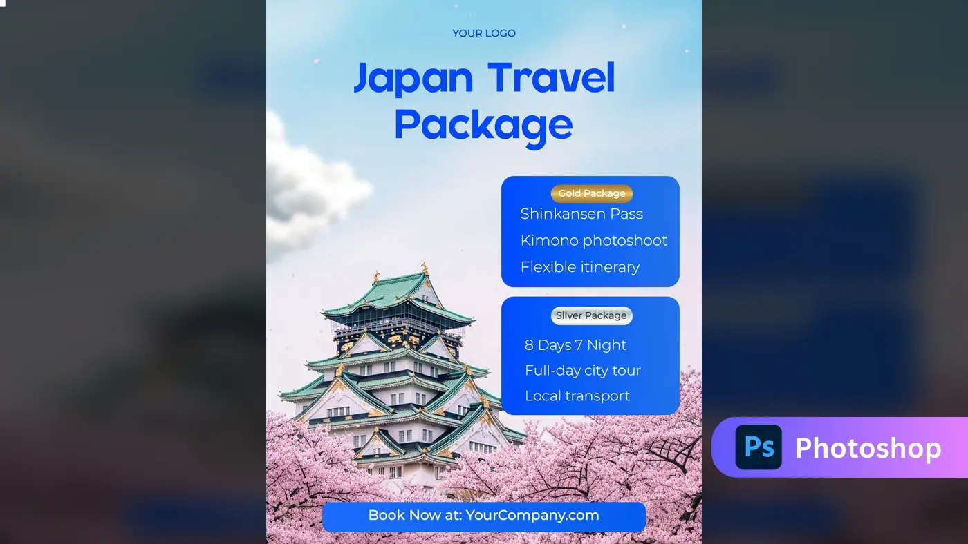 Japan Cherry Blossom Tour Ad Template