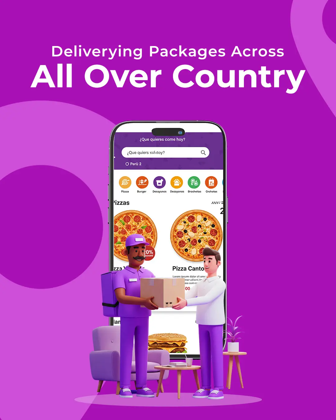 Food Delivery App Promotion 3D Illustration Poster